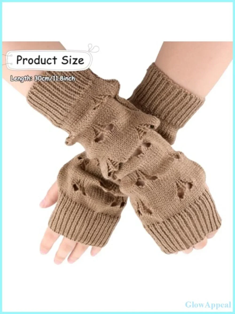 Fingerless Crochet Arm Gloves - Khaki Grunge Knit Gloves for Women